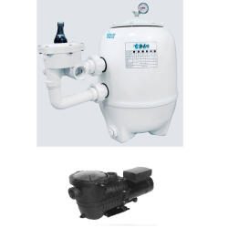filtr Tebas White Eagle śr.750mm z zaworem 2" z pompą Saturn 19 m3 przy H=8m , 230V